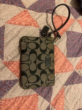 Coach Brown & Black Signature Wristlet Phone Case